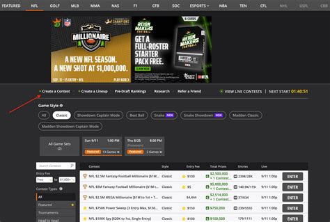 NFL DFS Contest Selection for DraftKings .